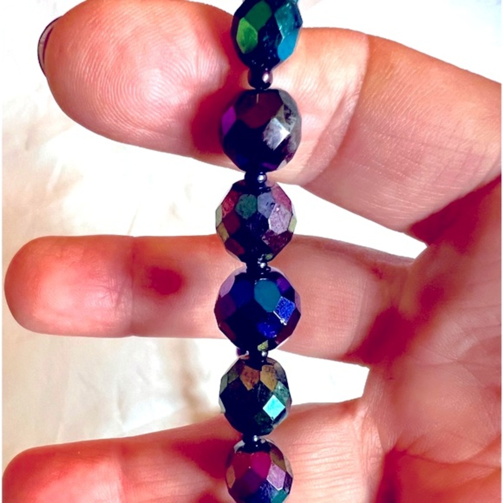 Vintage Aurora Borealis Faceted Graduated Crystal… - image 2